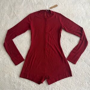 Skims Brick Soft Lounge Button Up Henley Romper - Size Small